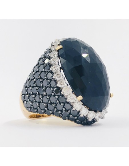 Anillo en oro rosa 18kt con brillantes y Ã³nix