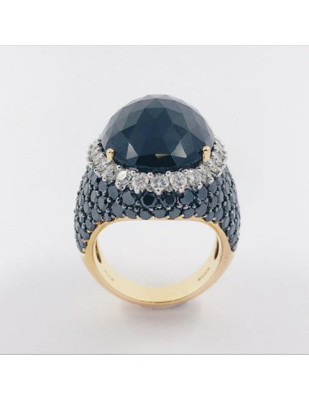 Anillo en oro rosa 18kt con brillantes y Ã³nix