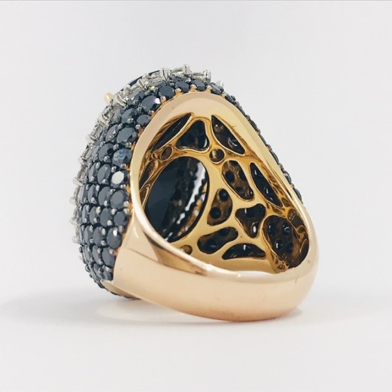 Anillo en oro rosa 18kt con brillantes y Ã³nix