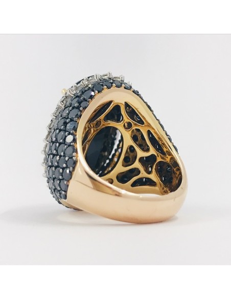 Anillo en oro rosa 18kt con brillantes y Ã³nix