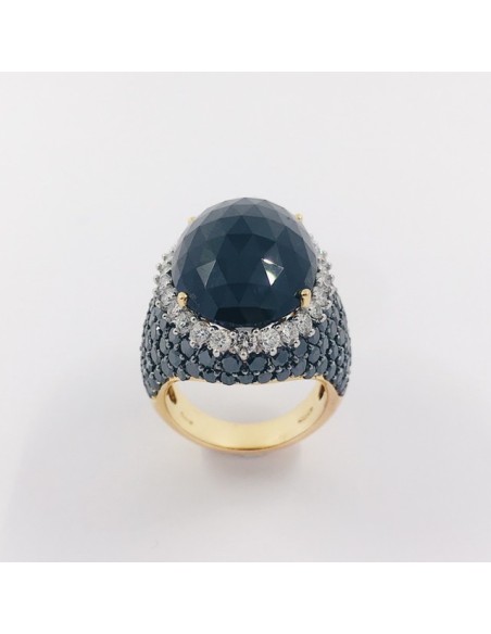 Anillo en oro rosa 18kt con brillantes y Ã³nix