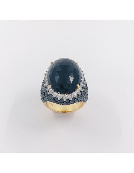 Anillo en oro rosa 18kt con brillantes y Ã³nix