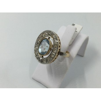 Anillo art decÃ³ en oro de 18 kt, brillantes y topacio 2