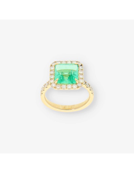 Anillo oro esmeralda y bri