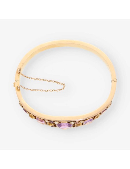 Pulsera oro, piedra color y diamante