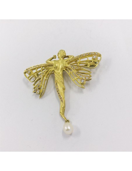 Broche hada en oro 18kt  con brillantes